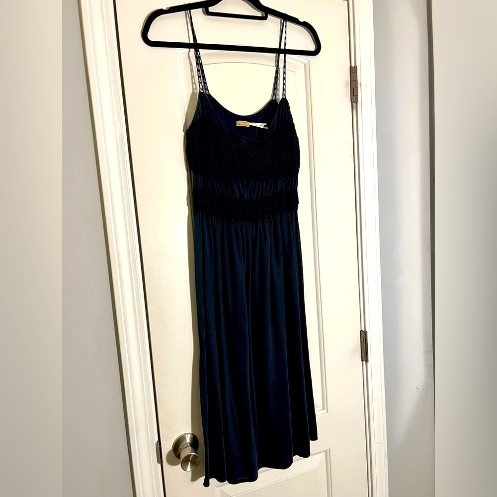 MaxStudio Navy Silk Cotton Dress
